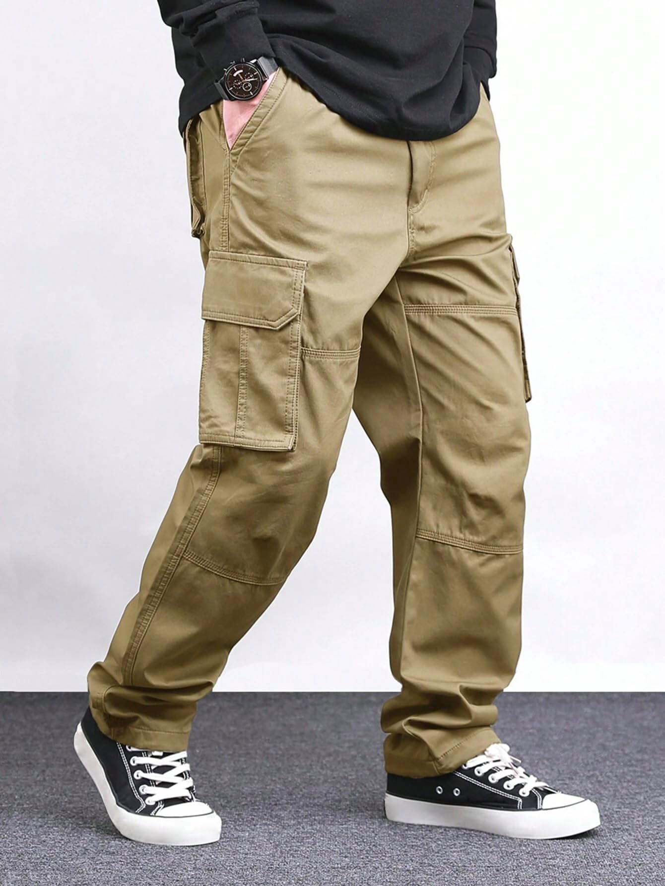 Lymio Men Cargo || Men Cargo Pants Cotton || Casual Cargos Pant (Cargo-46-Grey-L)