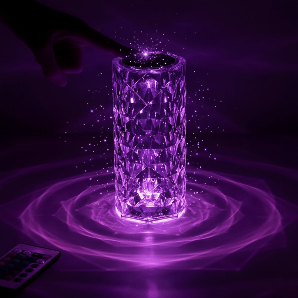 🌹 REFULGIX Rose Crystal Diamond LED Table Lamp (16 Color Changing | Touch + Remote Control | USB Rechargeable)