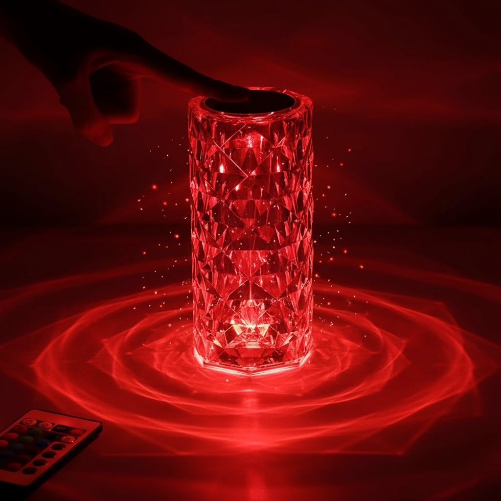 🌹 REFULGIX Rose Crystal Diamond LED Table Lamp (16 Color Changing | Touch + Remote Control | USB Rechargeable)