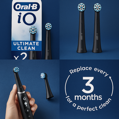 Oral-B iO Black Ultimate Clean Replacement Brush Heads (Pack of 2)