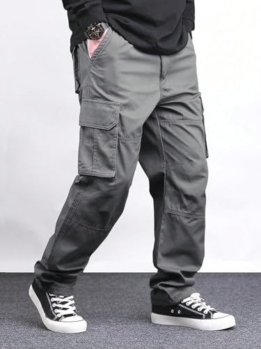 Lymio Men Cargo || Men Cargo Pants Cotton || Casual Cargos Pant (Cargo-46-Grey-L)
