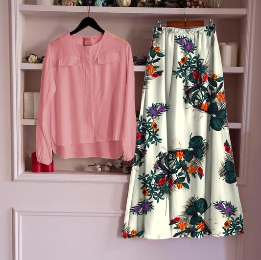 Women’s Top & Skirt Set – Elegant Rayon Ensemble