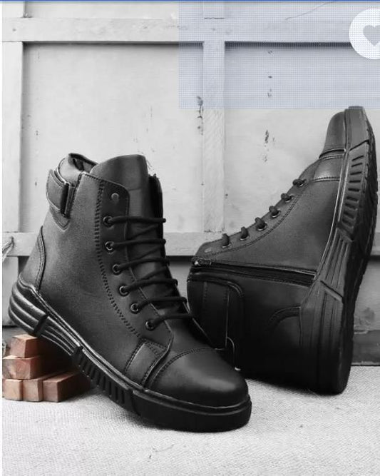 Men’s Casual Black Canvas Boots