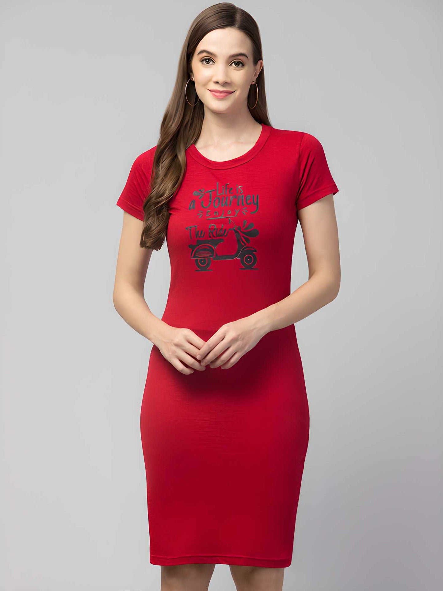 Women’s Cotton Graphic Print T-shirt Short Dress