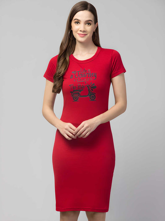 Women’s Cotton Graphic Print T-shirt Short Dress