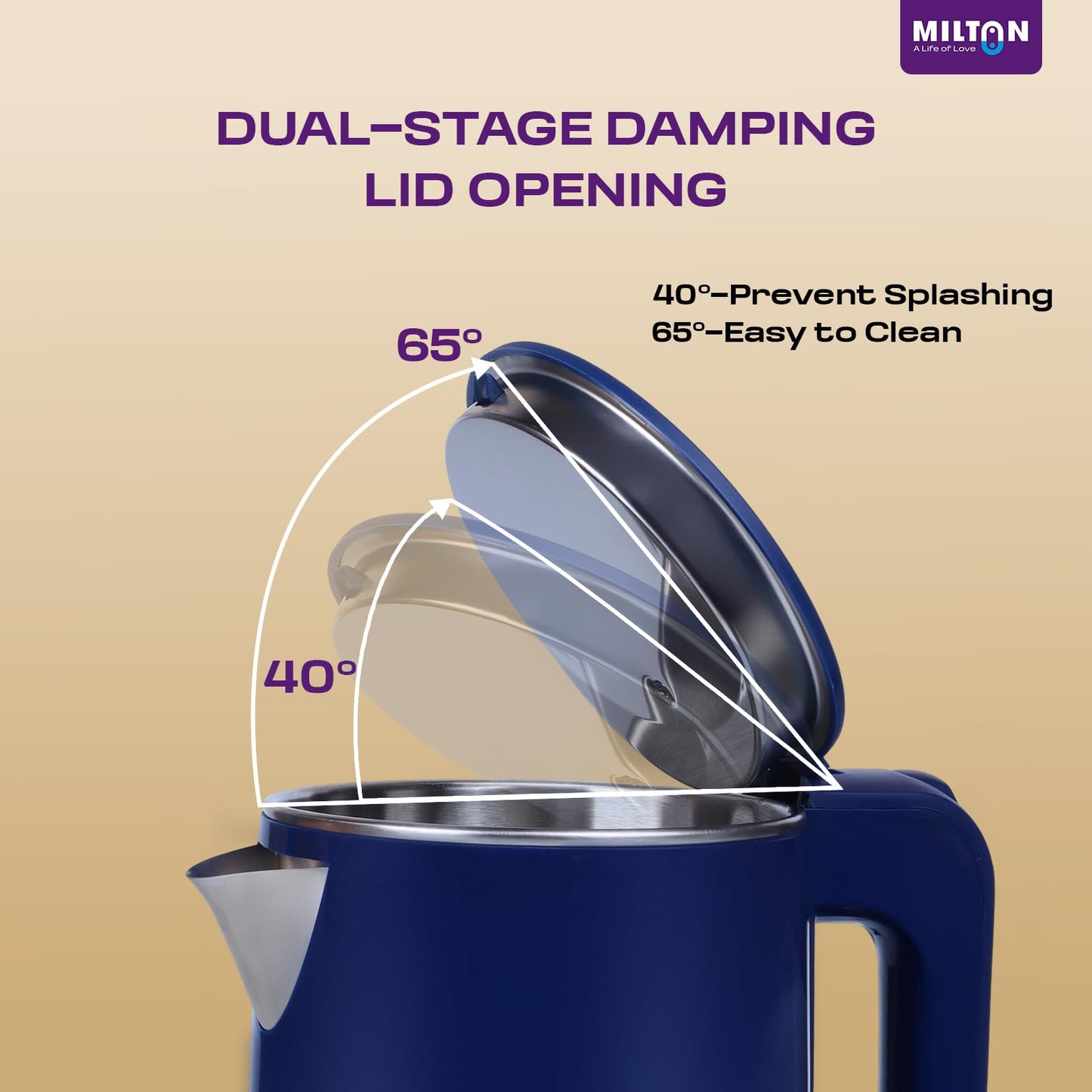 Milton Rapid Electric Kettle 1.8L | 1500 Watts | Stainless Steel Hot Water portable Electric Kettle for Home, Office | Auto Shut-Off with Wide Mouth | Cool-touch Handle and Single-Touch Lid Lock