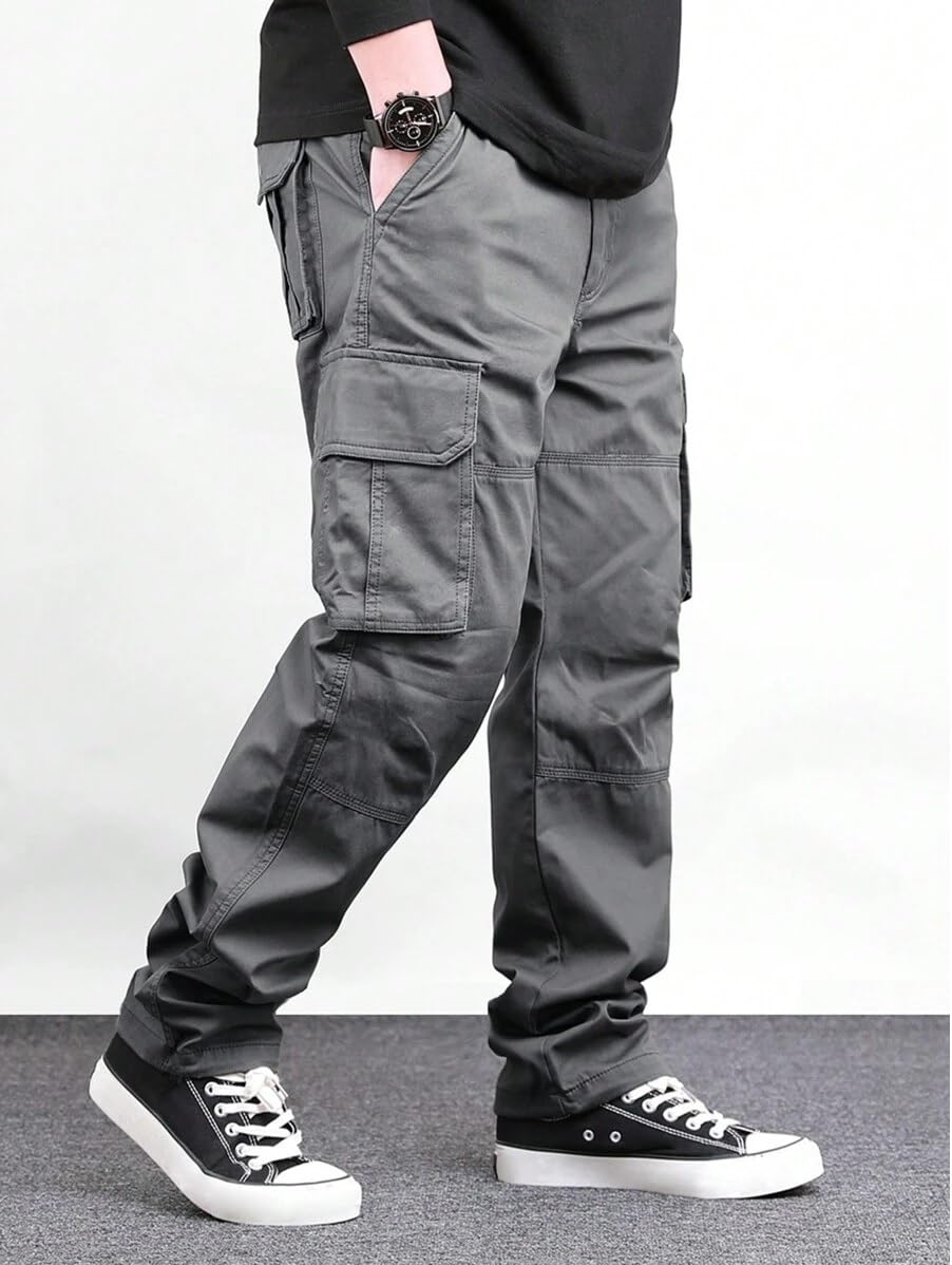 Lymio Men Cargo || Men Cargo Pants Cotton || Casual Cargos Pant (Cargo-46-Grey-L)