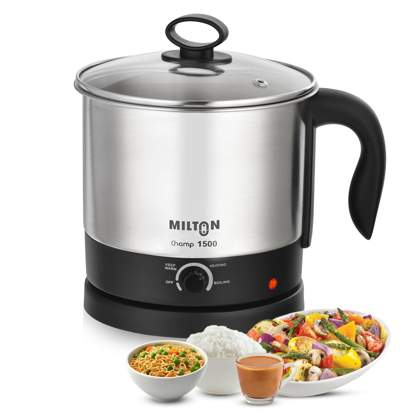 Milton Rapid Electric Kettle 1.8L | 1500 Watts | Stainless Steel Hot Water portable Electric Kettle for Home, Office | Auto Shut-Off with Wide Mouth | Cool-touch Handle and Single-Touch Lid Lock