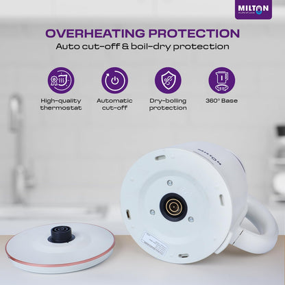 Milton Rapid Electric Kettle 1.8L | 1500 Watts | Stainless Steel Hot Water portable Electric Kettle for Home, Office | Auto Shut-Off with Wide Mouth | Cool-touch Handle and Single-Touch Lid Lock