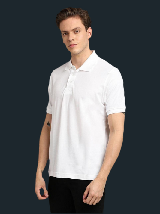 Matte Solid Half Sleeves Men's Polo T-Shirt