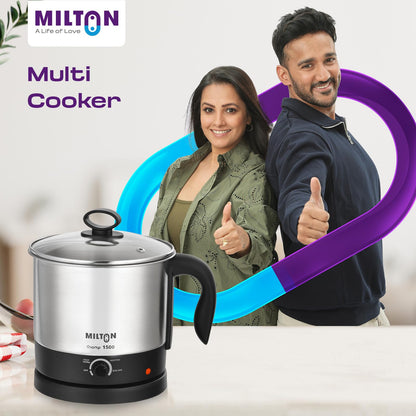Milton Rapid Electric Kettle 1.8L | 1500 Watts | Stainless Steel Hot Water portable Electric Kettle for Home, Office | Auto Shut-Off with Wide Mouth | Cool-touch Handle and Single-Touch Lid Lock