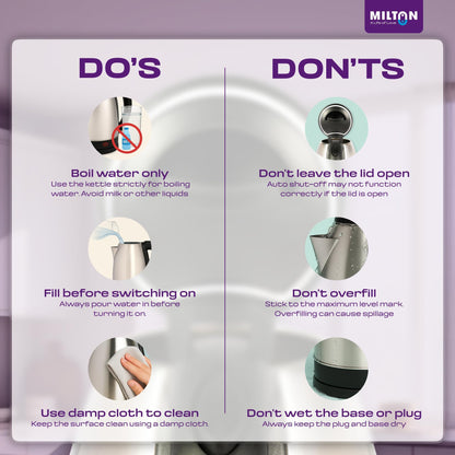 Milton Rapid Electric Kettle 1.8L | 1500 Watts | Stainless Steel Hot Water portable Electric Kettle for Home, Office | Auto Shut-Off with Wide Mouth | Cool-touch Handle and Single-Touch Lid Lock