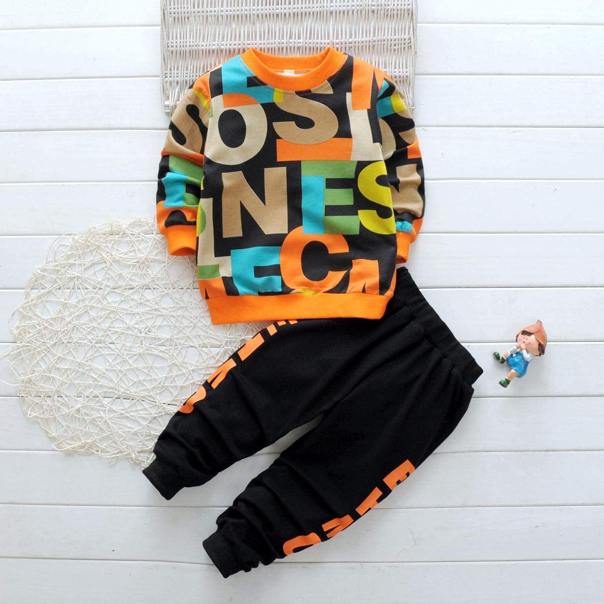 Googo Gaaga Boy's Cotton full Sleeves Printed Sweatshirt and Pant Set in Multi Color (18-24 Months)