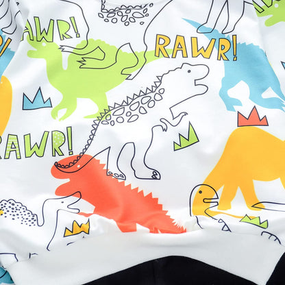 Googo Gaaga Boy's Cotton Printed Sweatshirt With Joggers In White Color Baby Boys Clothing Set (1.5-2 Years)