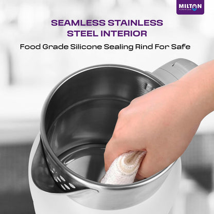 Milton Rapid Electric Kettle 1.8L | 1500 Watts | Stainless Steel Hot Water portable Electric Kettle for Home, Office | Auto Shut-Off with Wide Mouth | Cool-touch Handle and Single-Touch Lid Lock