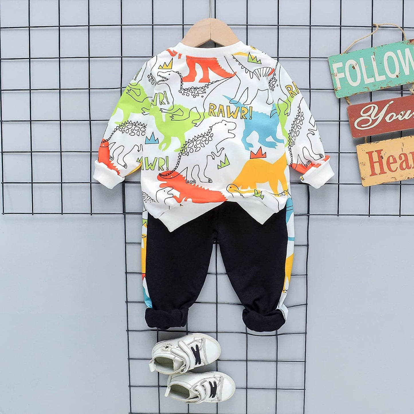 Googo Gaaga Boy's Cotton Printed Sweatshirt With Joggers In White Color Baby Boys Clothing Set (1.5-2 Years)