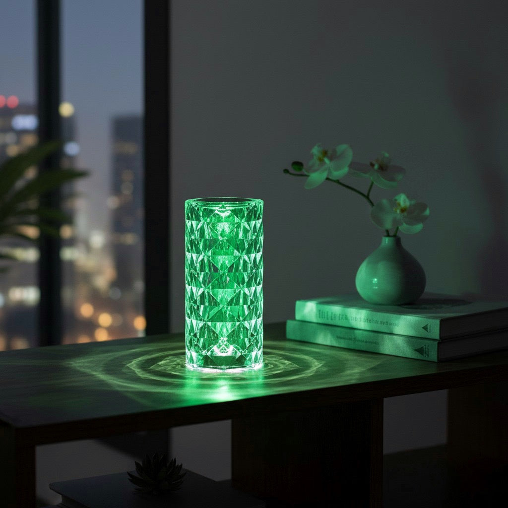 🌹 REFULGIX Rose Crystal Diamond LED Table Lamp (16 Color Changing | Touch + Remote Control | USB Rechargeable)