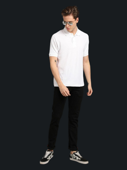 Matte Solid Half Sleeves Men's Polo T-Shirt