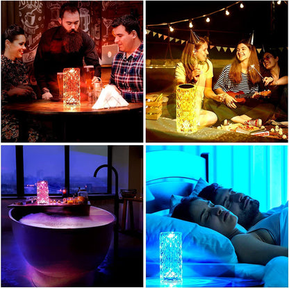 🌹 REFULGIX Rose Crystal Diamond LED Table Lamp (16 Color Changing | Touch + Remote Control | USB Rechargeable)